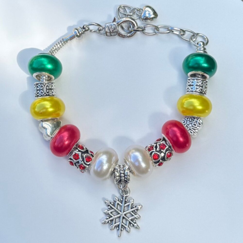 Winter Holiday Beaded Charm Bracelet Set (4) - Jewelry Gift